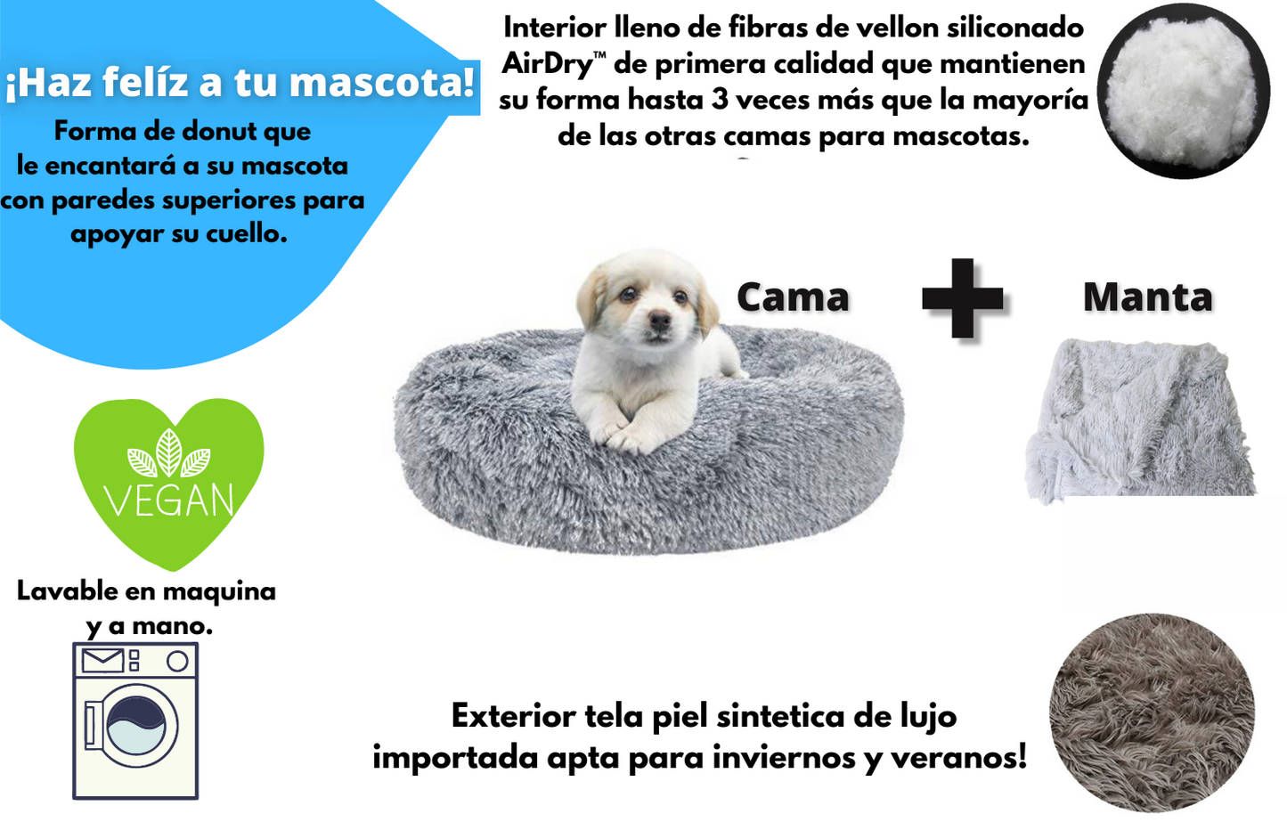 "PACK DE AMOR Y AMISTAD ❤️ - CAMA ANTI-ESTRÉS + MANTA RELAJANTE" 30% DE DESCUENTO (incluye regalo secreto de amor y amistad)