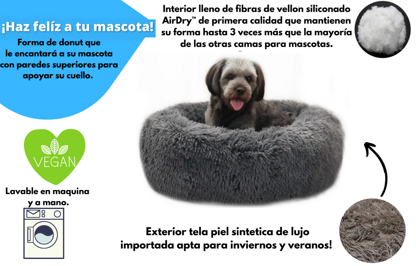 Camita Anti-Estrés Para Mascotas + Almohadita en Peluche de Regalo 🎁