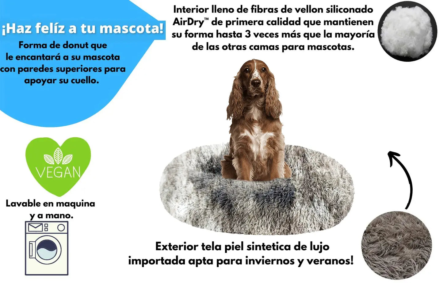 Camita Anti-Estrés Para Mascotas + Almohadita en Peluche de Regalo 🎁