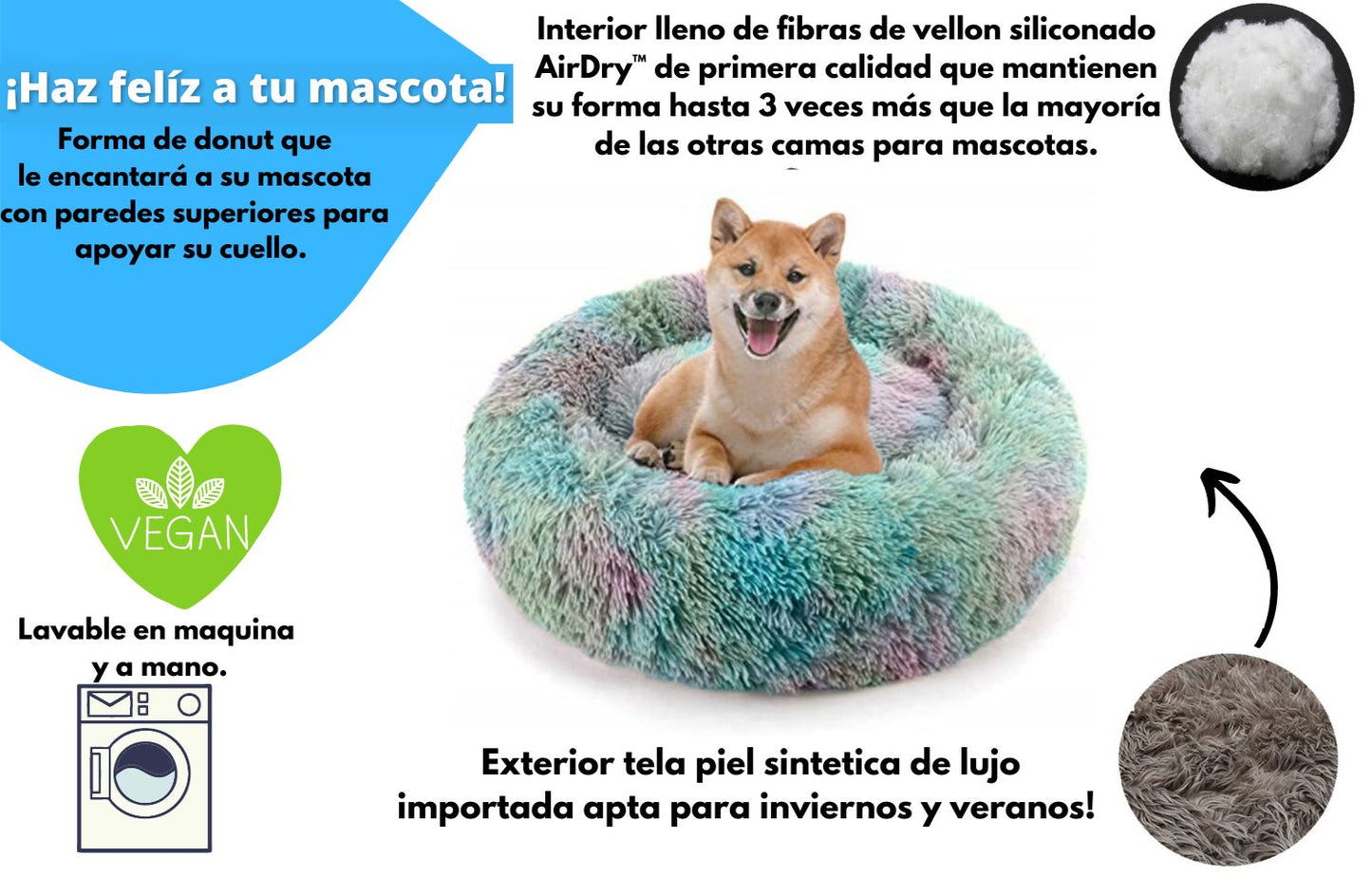 Camita Anti-Estrés Para Mascotas + Almohadita en Peluche de Regalo 🎁