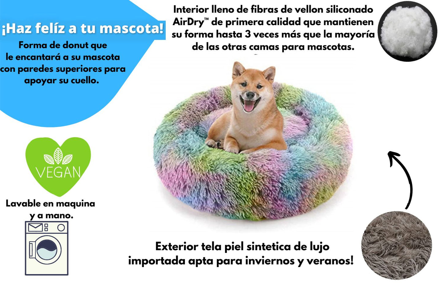 Camita Anti-Estrés Para Mascotas + Almohadita en Peluche de Regalo 🎁