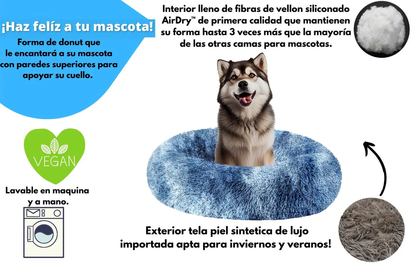 Camita Anti-Estrés Para Mascotas + Almohadita en Peluche de Regalo 🎁