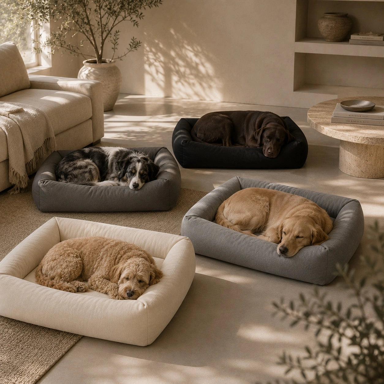 Cama Lounge Antiestrés Para Perros Edición Lino Origen