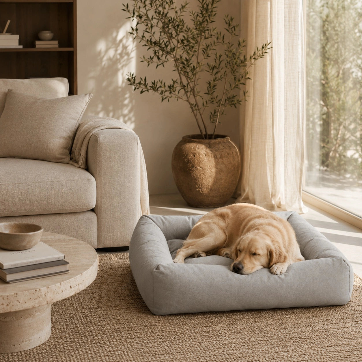 Cama Lounge Antiestrés Para Perros Edición Lino Origen
