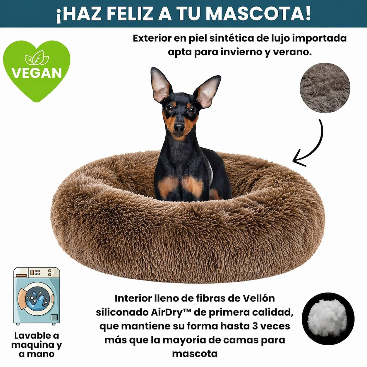Cama Original Antiestrés Para Perros Mascotikos™ + Almohadita De Regalo