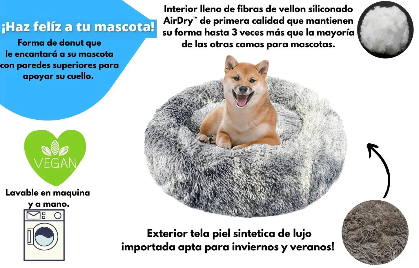 Camita Anti-Estrés Para Mascotas + Almohadita en Peluche de Regalo 🎁