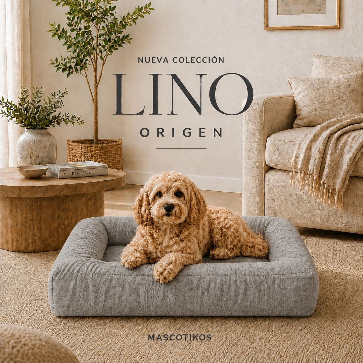 Cama Lounge Antiestrés Para Perros Edición Lino Origen