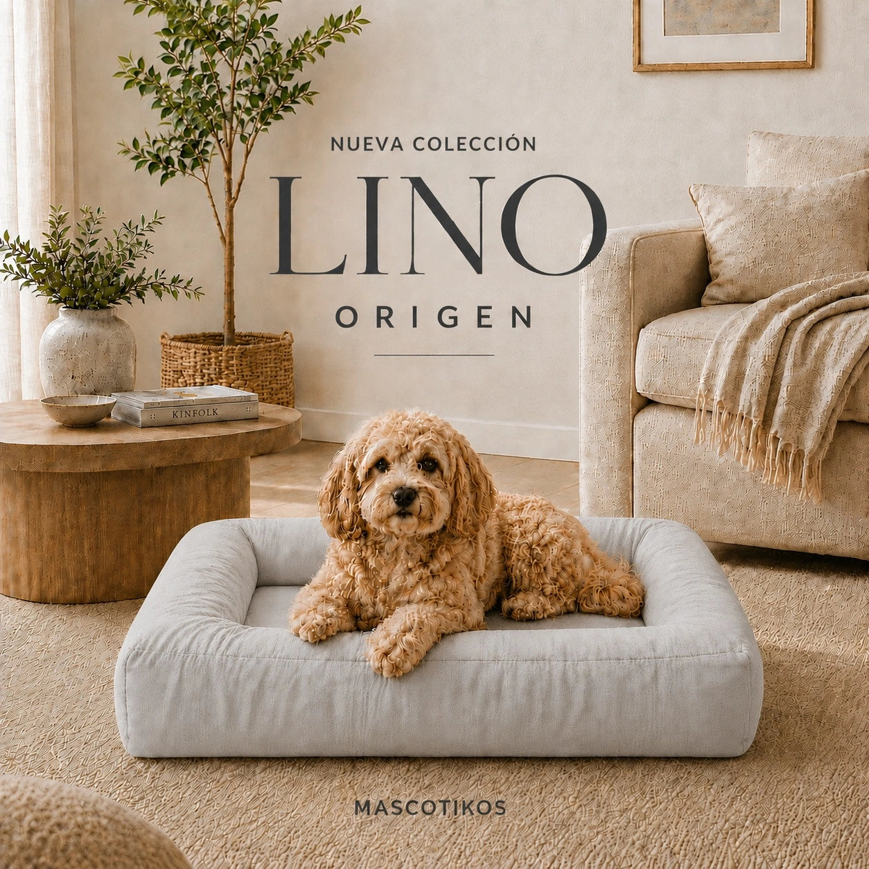 Cama Lounge Antiestrés Para Perros Edición Lino Origen