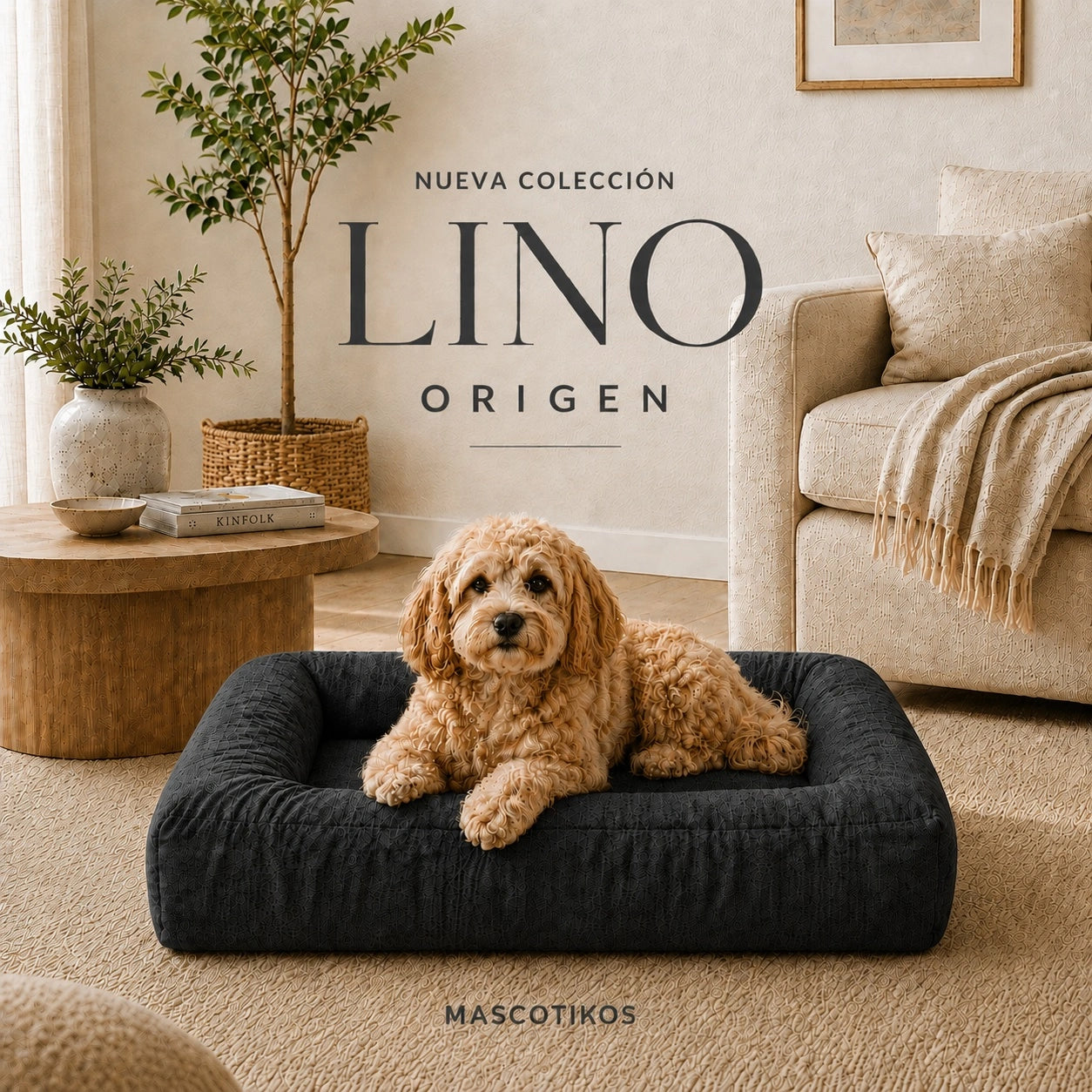 Cama Lounge Antiestrés Para Perros Edición Lino Origen