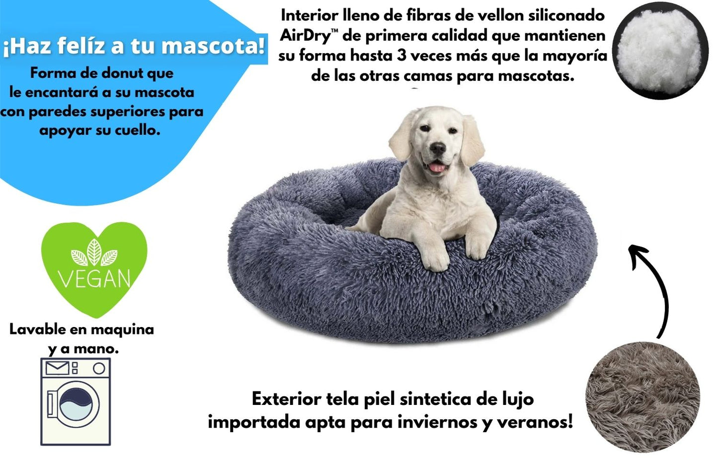 Camita Anti-Estrés Para Mascotas + Almohadita en Peluche de Regalo 🎁