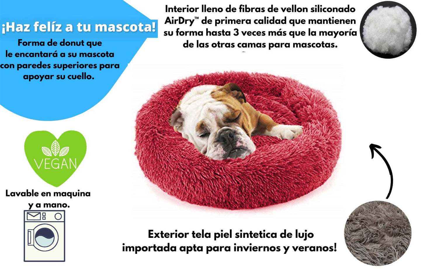 Camita Anti-Estrés Para Mascotas + Almohadita en Peluche de Regalo 🎁