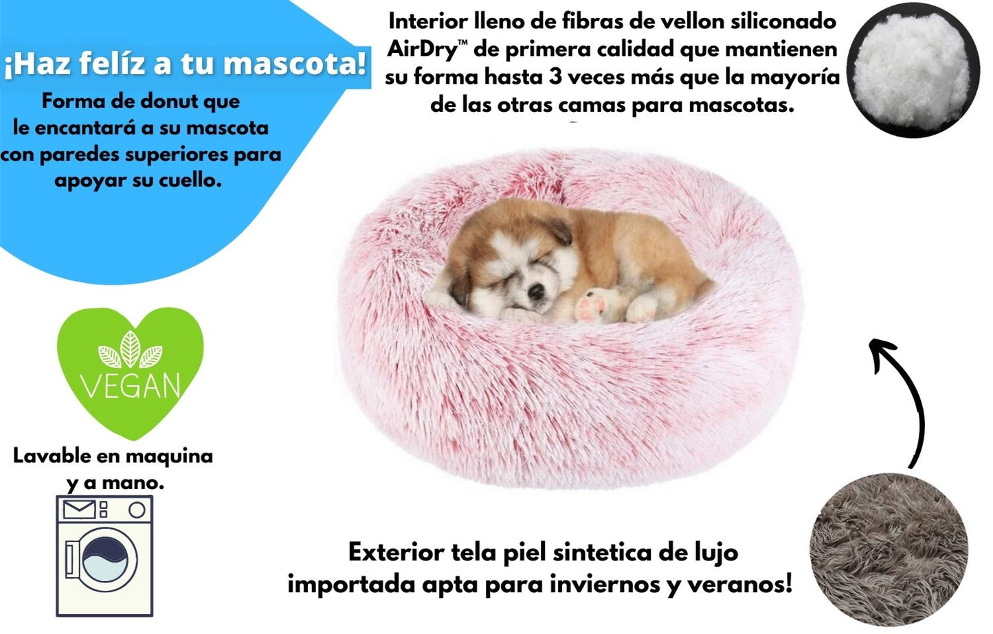 Camita Anti-Estrés Para Mascotas + Almohadita en Peluche de Regalo 🎁