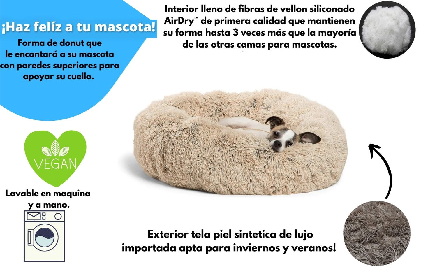 Camita Anti-Estrés Para Mascotas + Almohadita en Peluche de Regalo 🎁