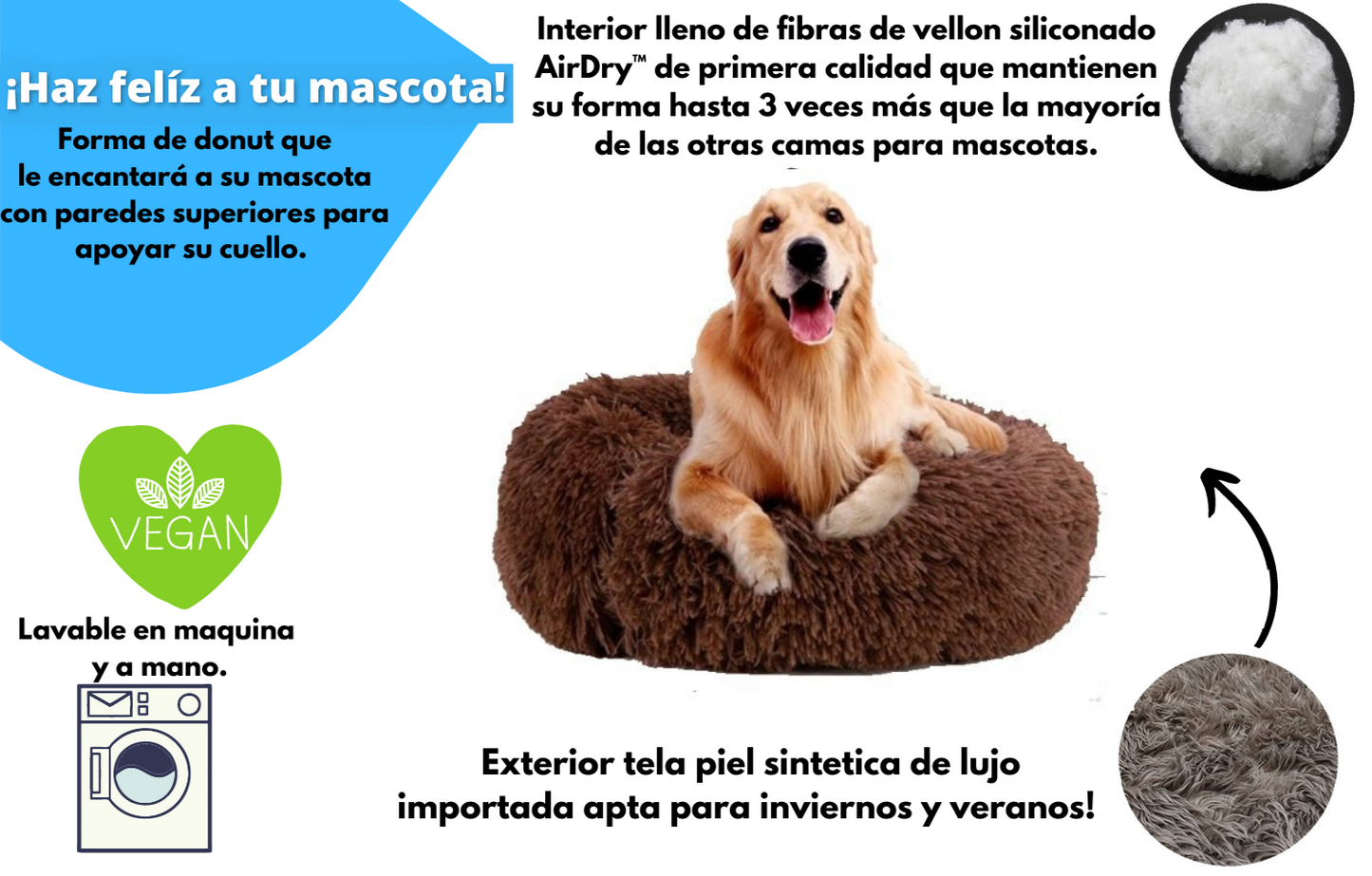 Camita Anti-Estrés Para Mascotas + Almohadita en Peluche de Regalo 🎁